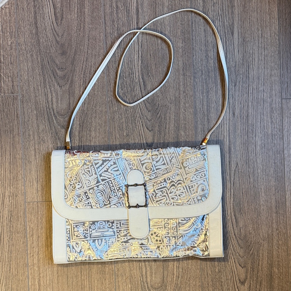 Vintage Silver Leather Patterned Women's Bag